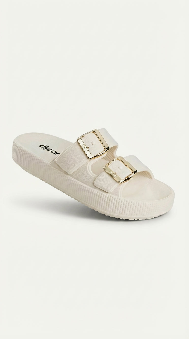 Chinelo Slide Dijean 32930001 Off White Ouro