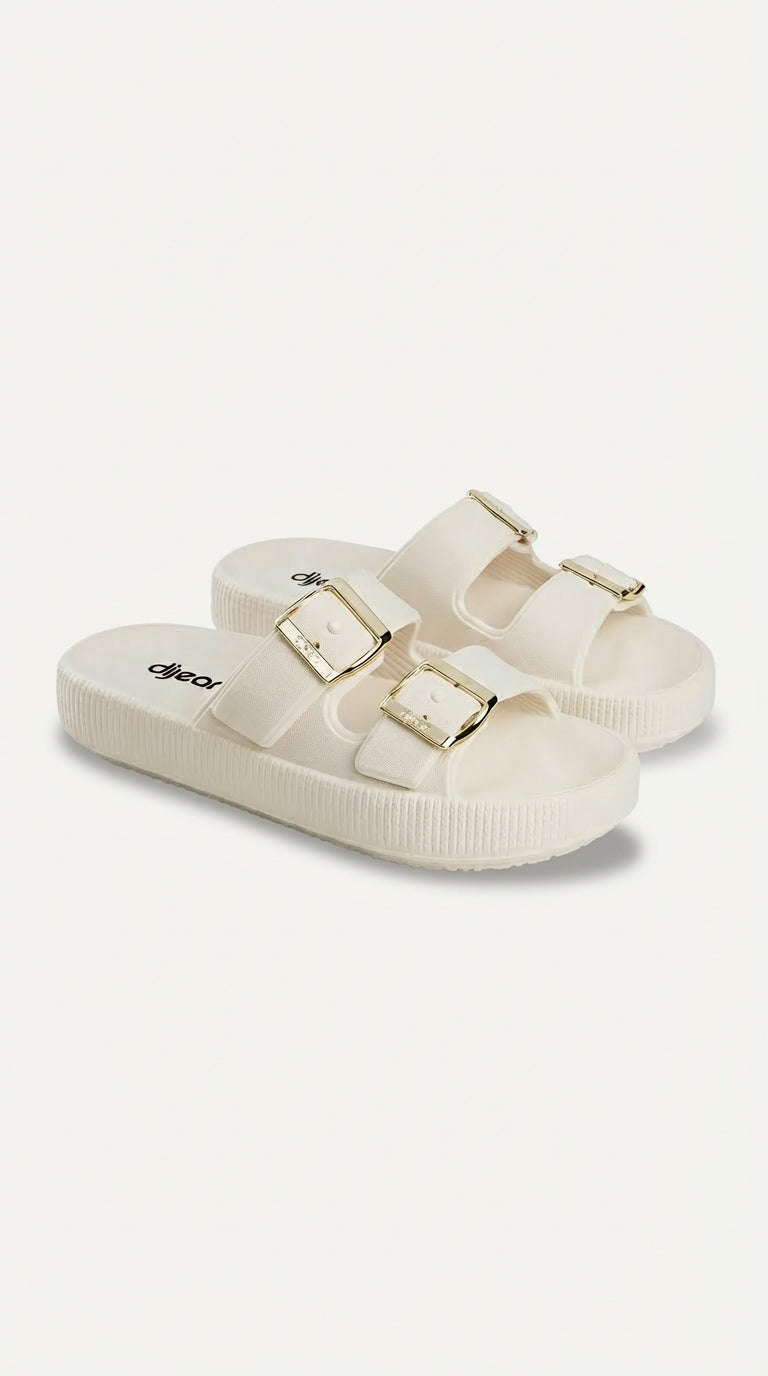 Chinelo Slide Dijean 32930001 Off White Ouro