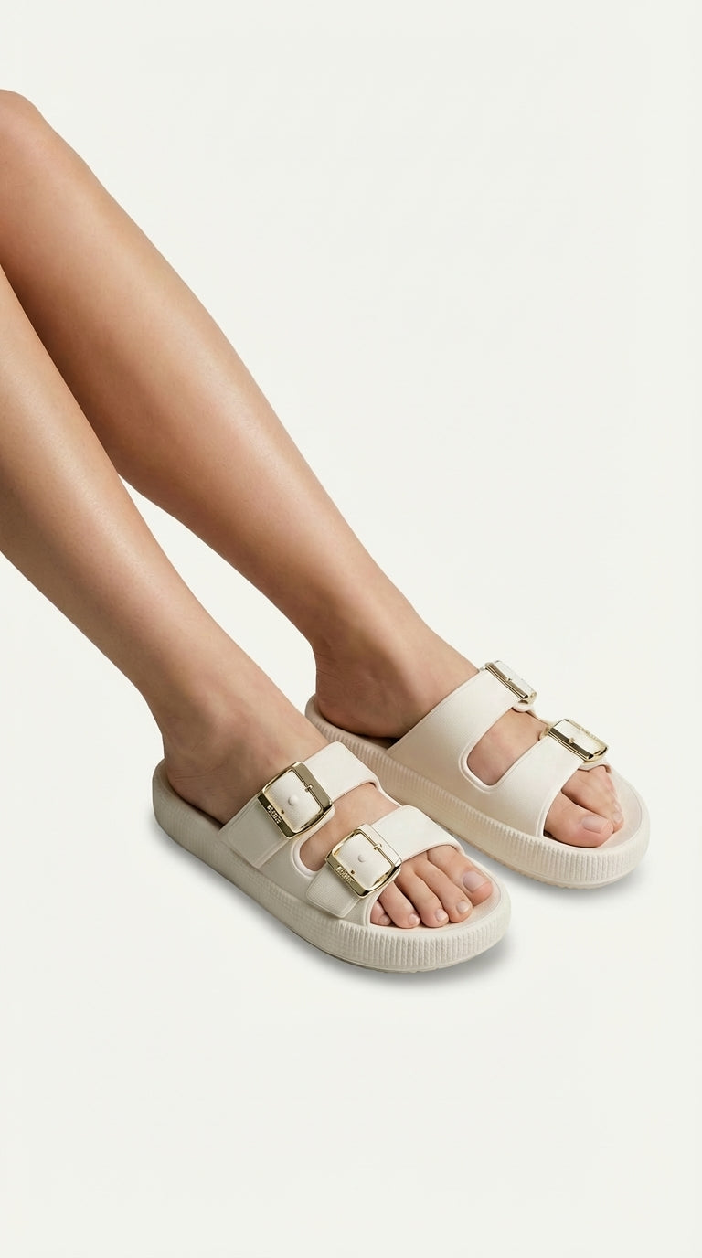Chinelo Slide Dijean 32930001 Off White Ouro