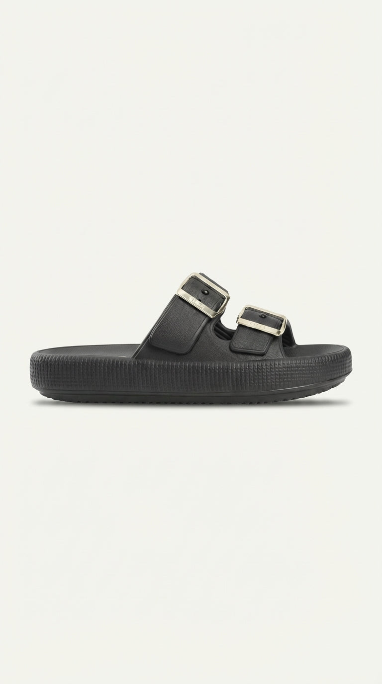 Chinelo Slide Dijean 32930001 Preto Ouro