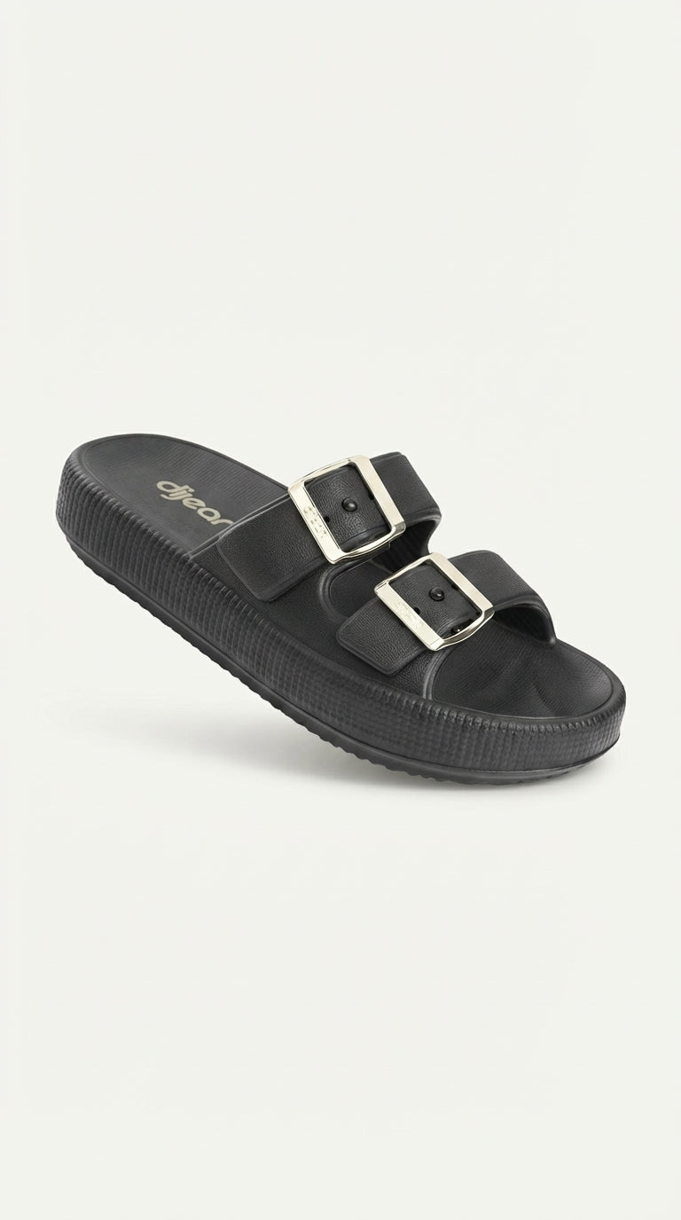 Chinelo Slide Dijean 32930001 Preto Ouro