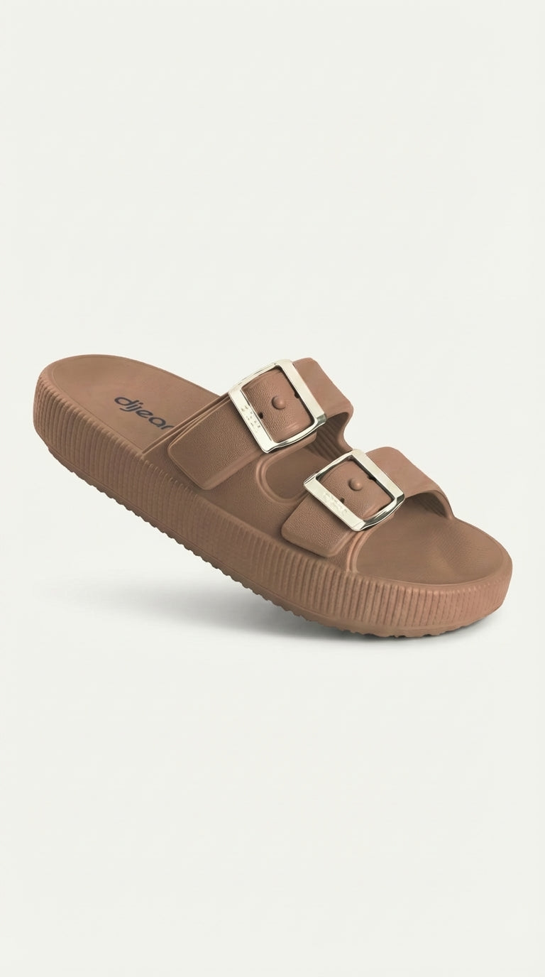 Chinelo Slide Dijean 32930001 Caramelo Ouro