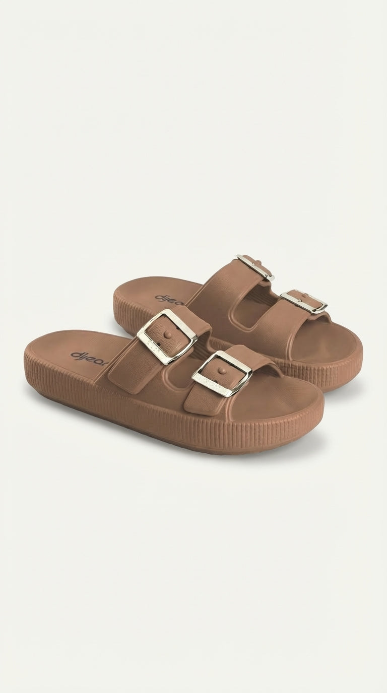Chinelo Slide Dijean 32930001 Caramelo Ouro