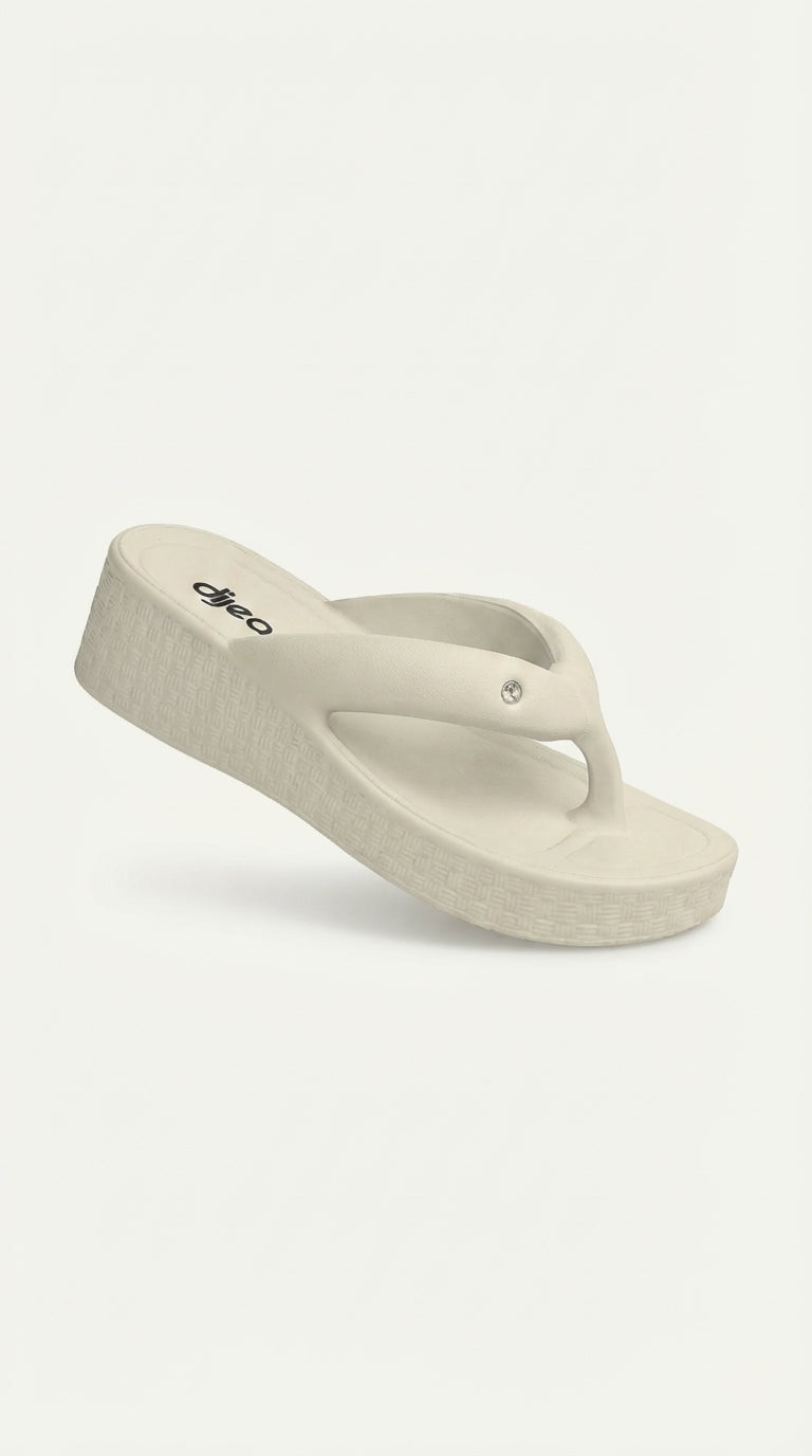 Chinelo Plataforma Dijean 33020001 Off White
