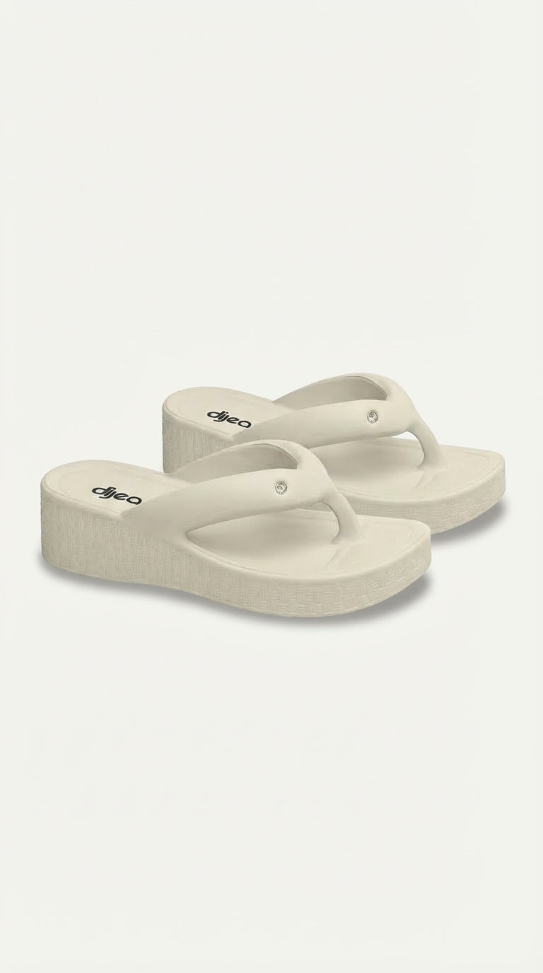 Chinelo Plataforma Dijean 33020001 Off White