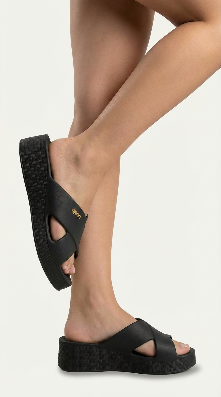 Chinelo Plataforma Dijean 33100001 Preto
