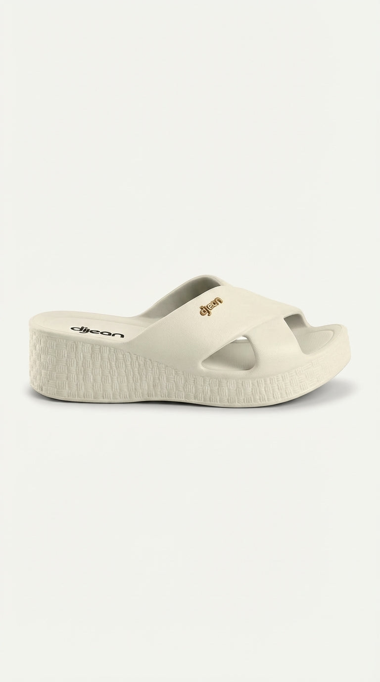 Chinelo Plataforma Dijean 33100001 Off White