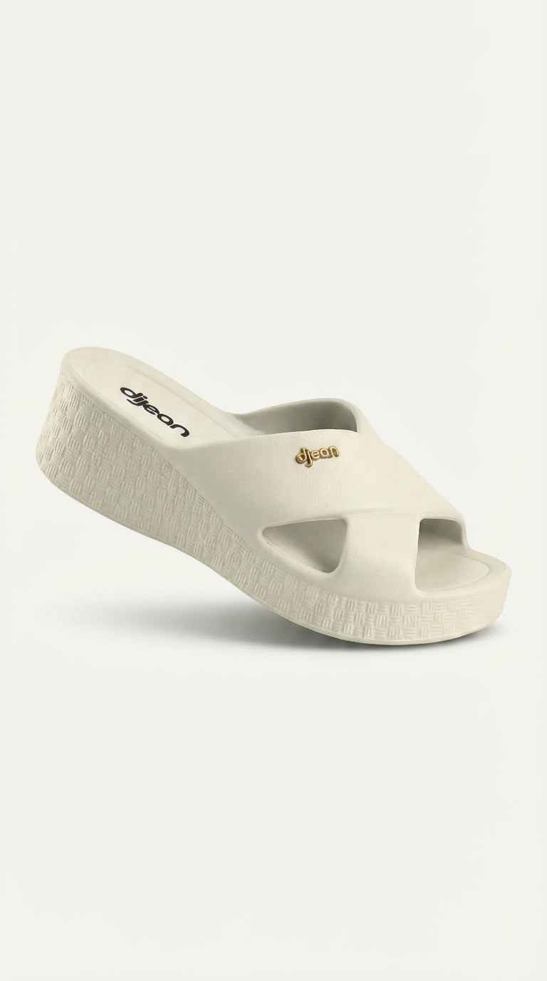 Chinelo Plataforma Dijean 33100001 Off White