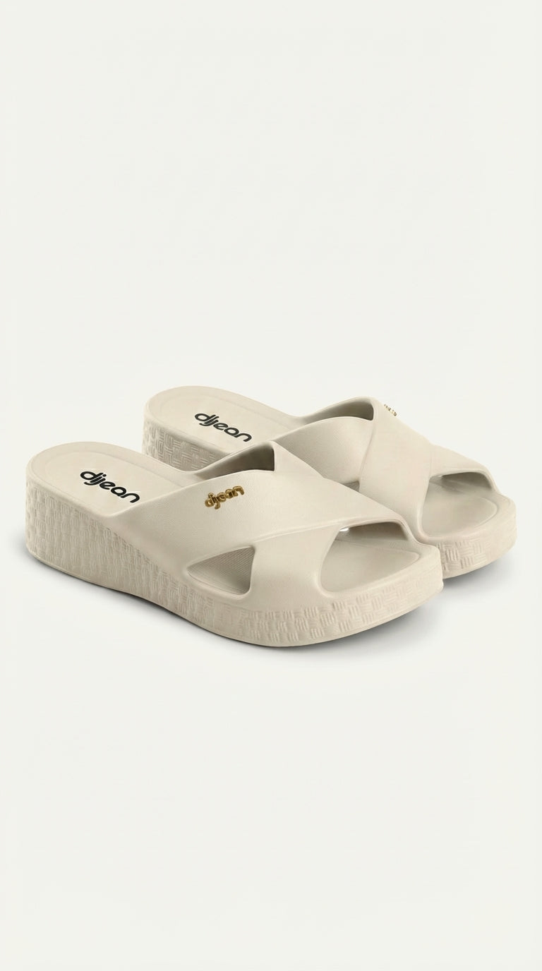 Chinelo Plataforma Dijean 33100001 Off White