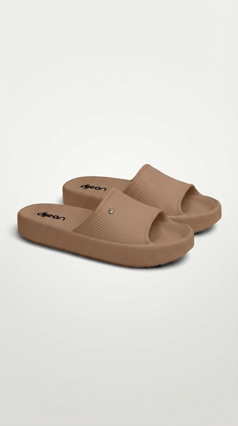 Chinelo Slide Dijean 32880001 Caramelo
