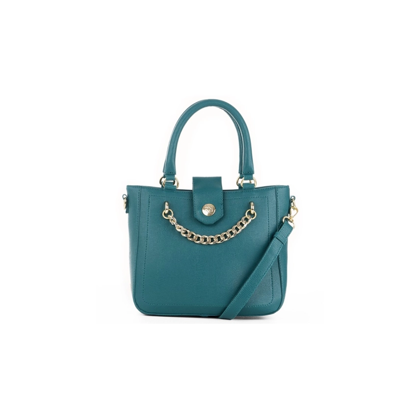 Descubra a Bolsa Feminina Rafitthy Celestial Verde, com acabamento texturizado e um toque de sofisticação com a corrente dourada. Elegante e versátil, é perfeita para compor looks modernos e sofisticados!