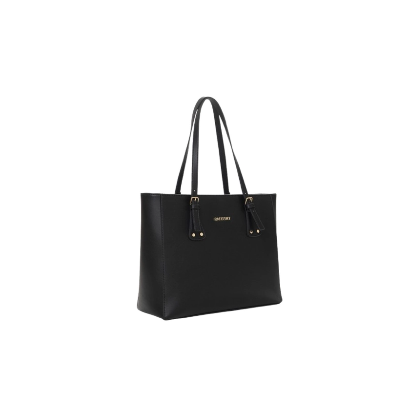 Na foto, temos uma linda Bolsa Tote Feminina Rafitthy Trama Napa Preto, com textura elegante e bolsos internos e externos para organização. Suas medidas (32x27x13 cm) e o material sintético leve com forro em poliéster tornam-na perfeita para o dia a dia.