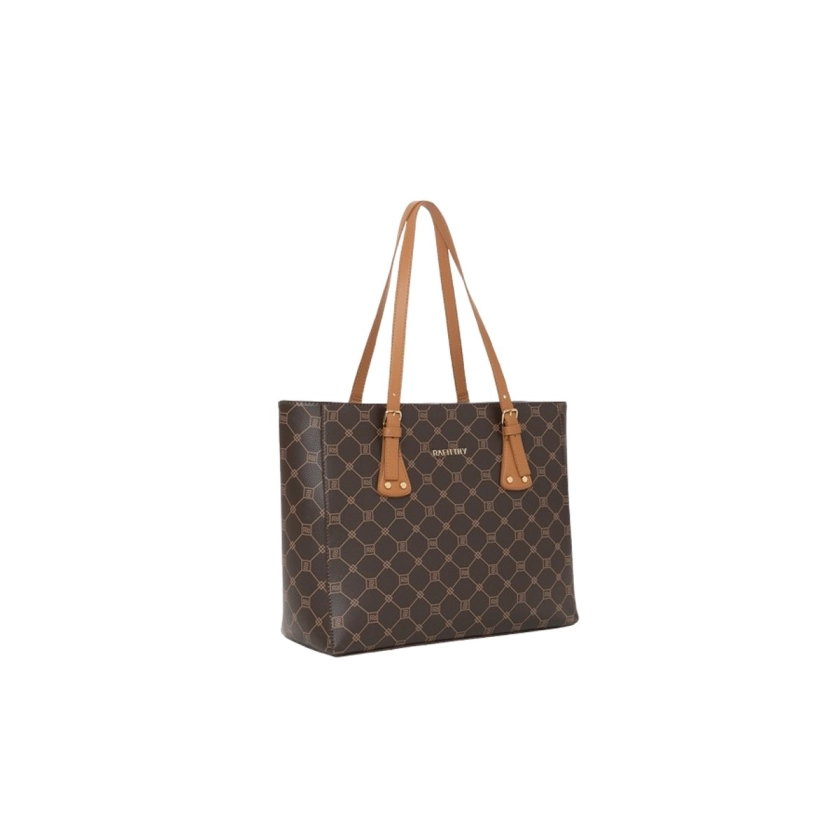 Na foto, temos uma linda Bolsa Tote Feminina Rafitthy Trama Cacau Caramelo, com textura elegante e bolsos internos e externos para organização. Suas medidas (32x27x13 cm) e o material sintético leve com forro em poliéster tornam-na perfeita para o dia a dia.