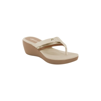 Sandália Feminino Dijean Anabela Off White/Ouro